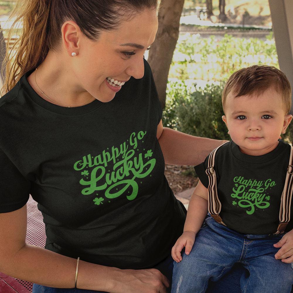 Happy Go Lucky Mom and Child Organic Cotton T-Shirts family Set (Set of 2)