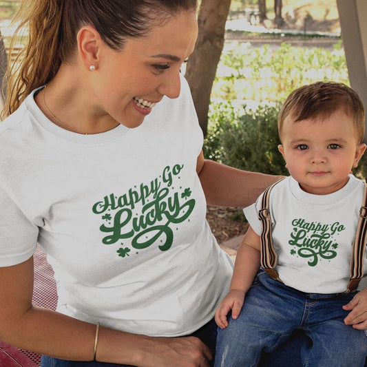 Happy Go Lucky Mom and Child Organic Cotton T-Shirts family Set (Set of 2)