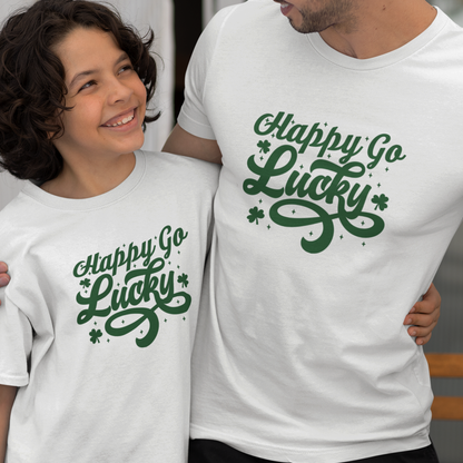 Happy Go Lucky Dad and Child Organic Cotton T-Shirts family Set (Set of 2)