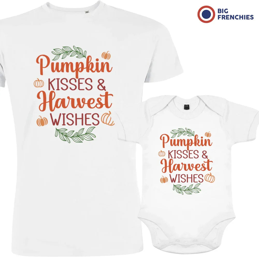 Pumpkin Kisses & Harvest Wishes Dad and Child Organic Cotton family Set (Set of 2)