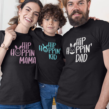 Hip Hoppin' Dad Mama and Kid Matching Organic Cotton T-Shirts Family Set (Set of 3)