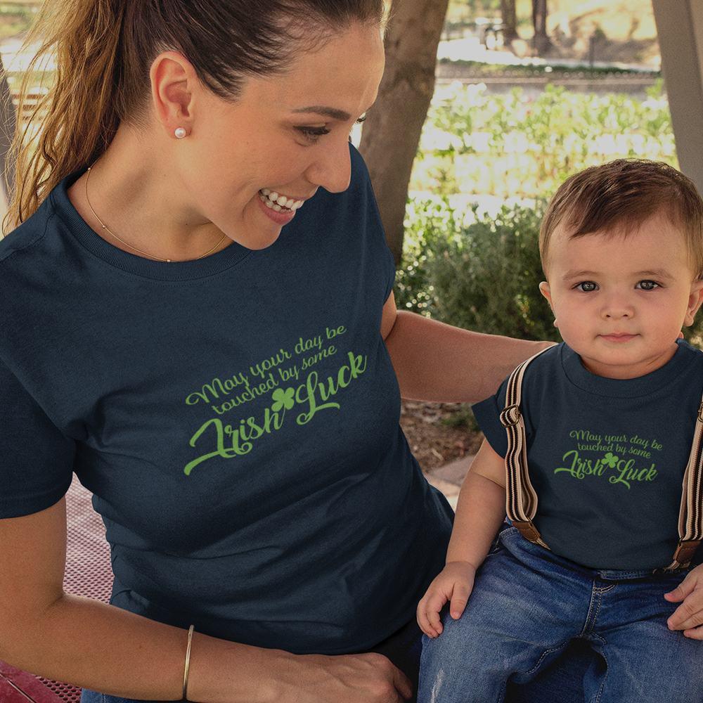 May Your Day Be Touched by Some Irish Luck Mom and Child Organic Cotton T-Shirts family Set (Set of 2)