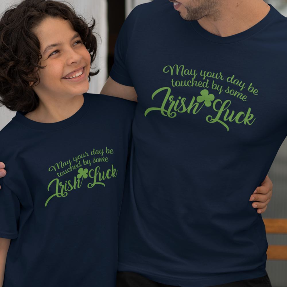 May Your Day Be Touched by Some Irish Luck Dad and Child Organic Cotton T-Shirts family Set (Set of 2)