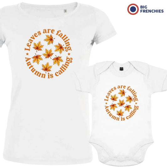Leaves Are Falling Autumn Is Calling Mom and Child Organic Cotton family Set (Set of 2)