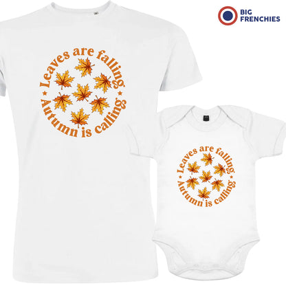 Leaves Are Falling Autumn Is Calling Dad and Child Organic Cotton family Set (Set of 2)