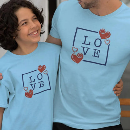 Love with Hearts Dad and Child Organic Cotton T-Shirts family Set (Set of 2)