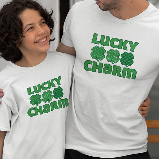 Lucky Charm Dad and Child Organic Cotton T-Shirts family Set (Set of 2)
