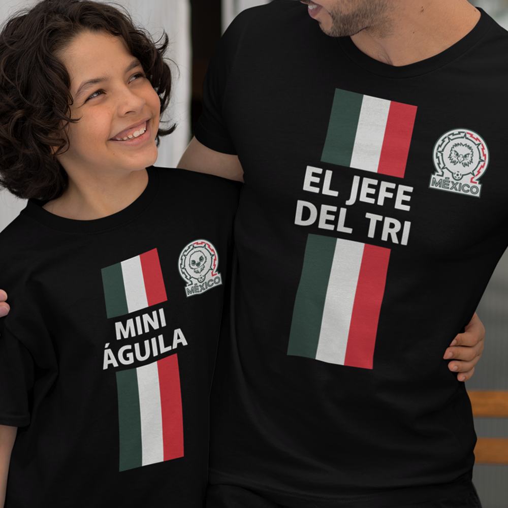 EL Jefe Del Tri, Mini Águila Dad and Child Organic Cotton T-Shirts Family Set (Set of 2)