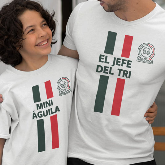 EL Jefe Del Tri, Mini Águila Dad and Child Organic Cotton T-Shirts Family Set (Set of 2)