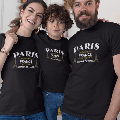 Paris Champ De Mars Matching Organic Cotton T-Shirts Family Set (Set of 3)