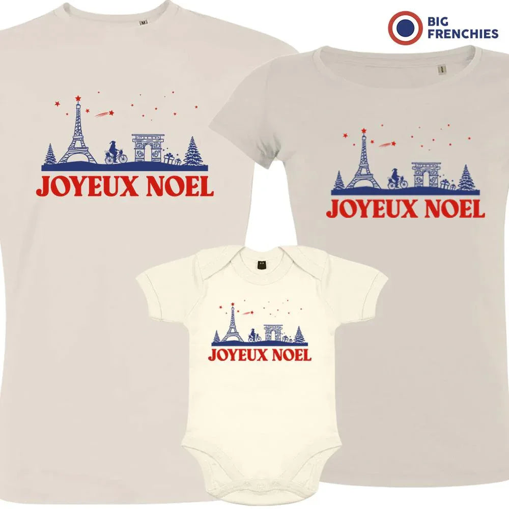 Joyeux Noël Paris Christmas Matching Family Organic Tees (Set of 3)