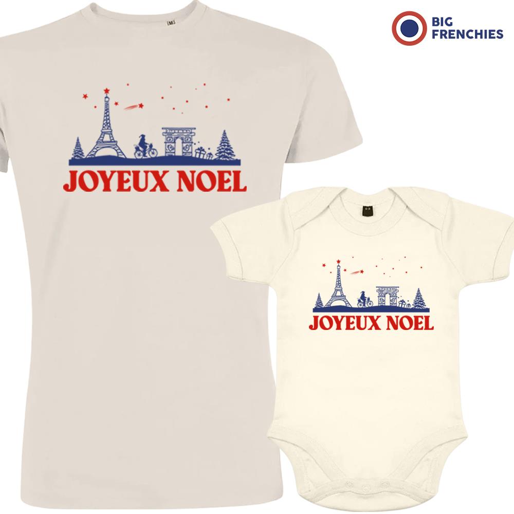 Joyeux Noël Paris Christmas Dad and Child Organic Cotton family Set (Set of 2)