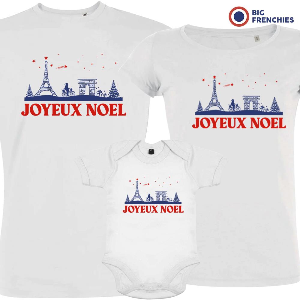 Joyeux Noël Paris Christmas Matching Family Organic Tees (Set of 3)