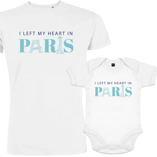 I Left My heart In Paris Dad and Child Matching Organic Cotton Outfit