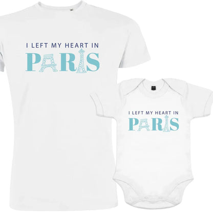 I Left My heart In Paris Dad and Child Matching Organic Cotton Outfit