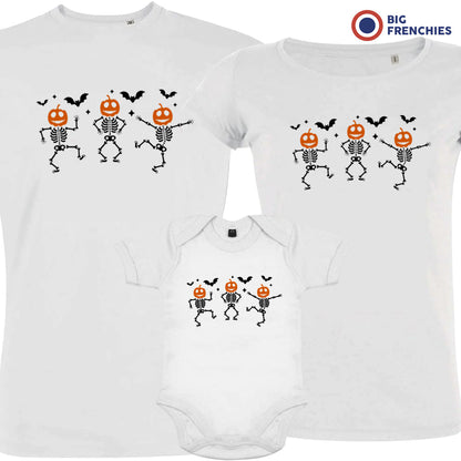 Pumpkin Skeleton Dance Halloween Matching Organic Cotton Family Set (Set of 3)