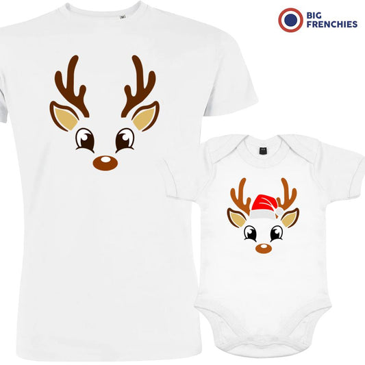 Reindeer Christmas Dad and Child Organic Cotton family Set (Set of 2)