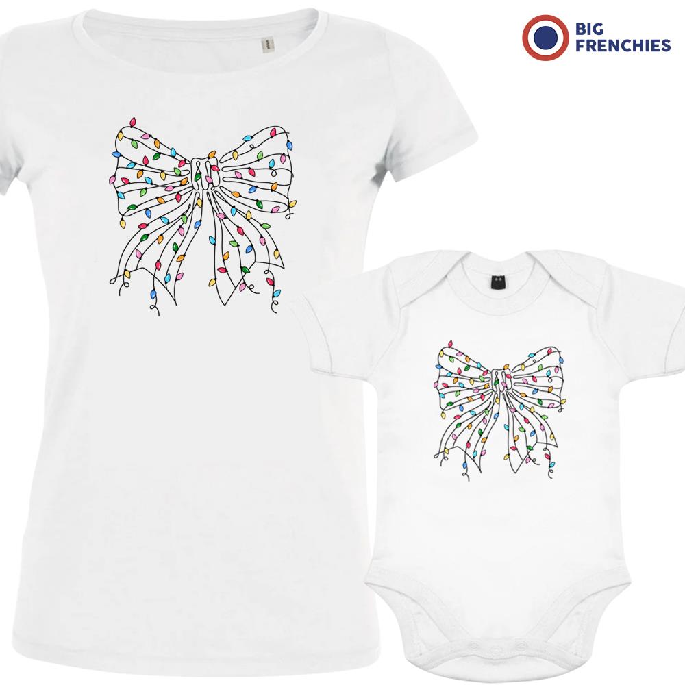 Christmas Bow Mom and Child Organic Cotton family Set (Set of 2)