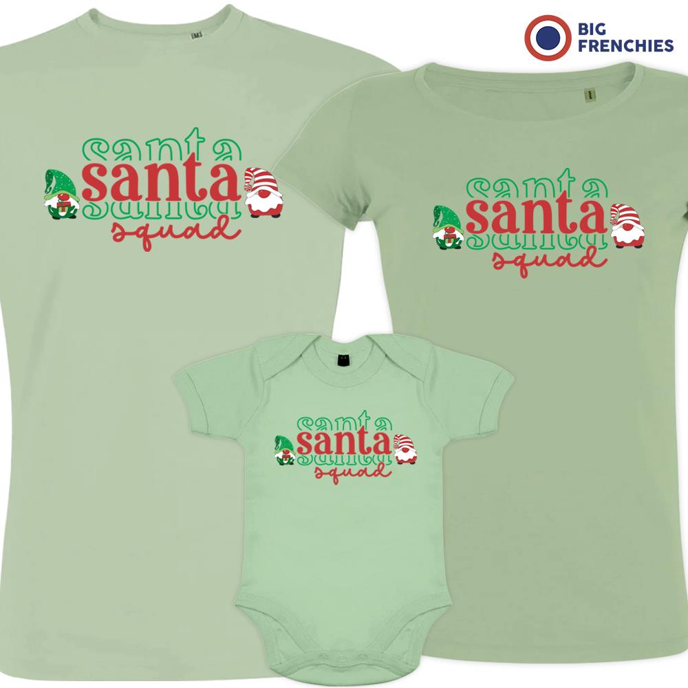 Santa Squad Christmas Matching Family Organic Tees (Set of 3)