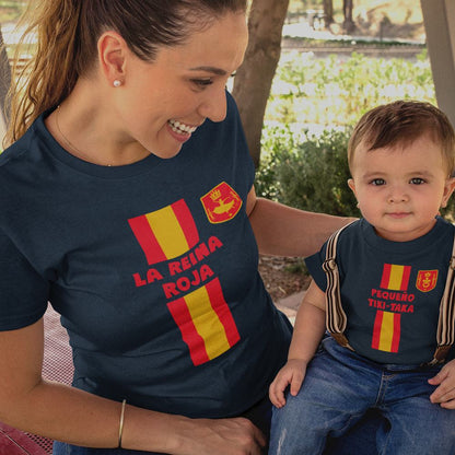 La Reina Roja, Pequeño Tiki-Taka Mom and Child Organic Cotton T-Shirts family Set (Set of 2)