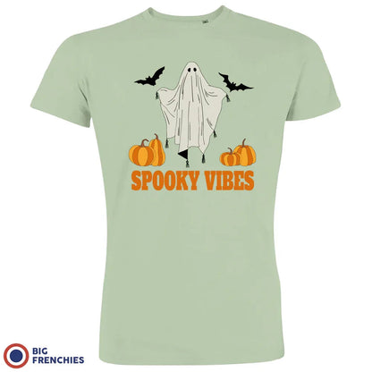 Spooky Vibes With Pumpkin And Ghost Men's Organic Cotton Tee