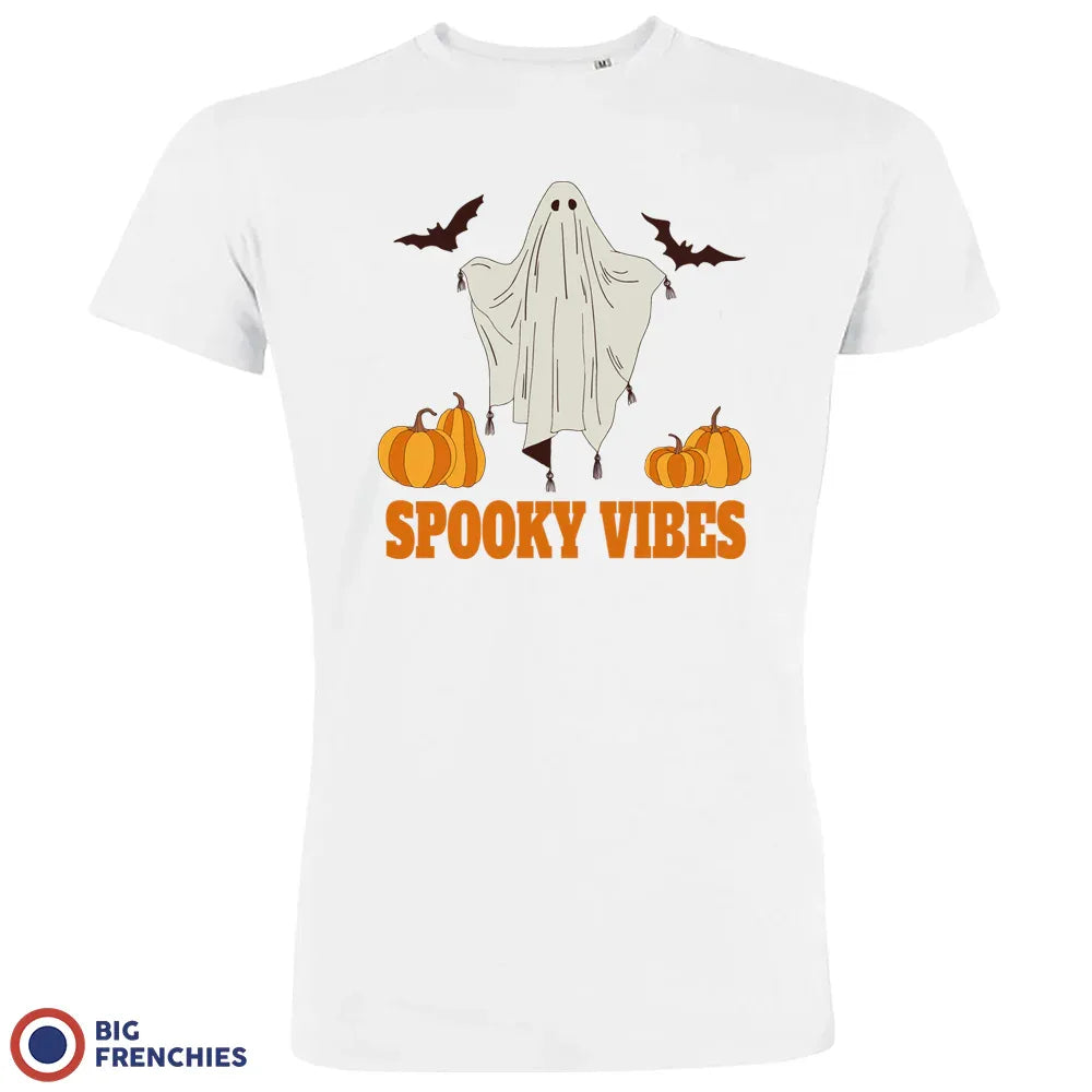 Spooky Vibes With Pumpkin And Ghost Men's Organic Cotton Tee