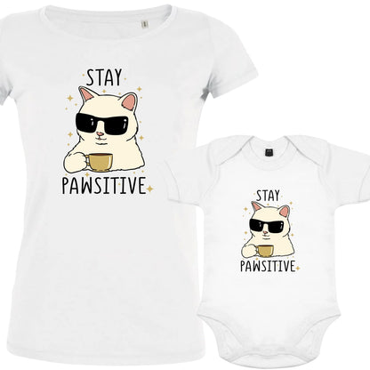 Stay Pawsitive Mom and Child Organic Cotton Matching Family Set