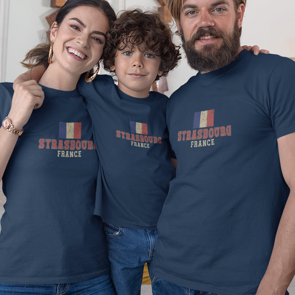 Strasbourg France Matching Organic Cotton T-Shirts Family Set (Set of 3)