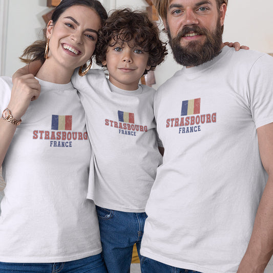 Strasbourg France Matching Organic Cotton T-Shirts Family Set (Set of 3)