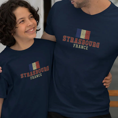 Strasbourg France Dad and Child Organic Cotton T-Shirts family Set (Set of 2)