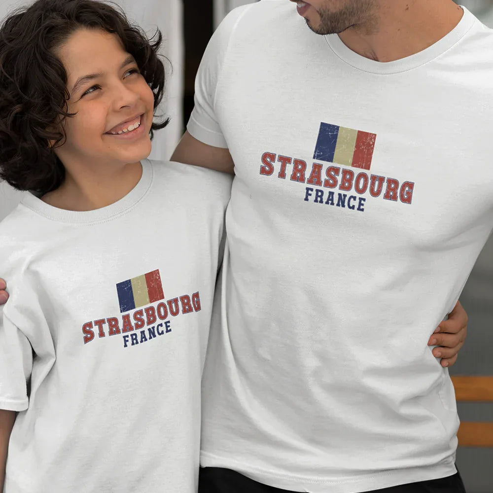 Strasbourg France Dad and Child Organic Cotton T-Shirts family Set (Set of 2)