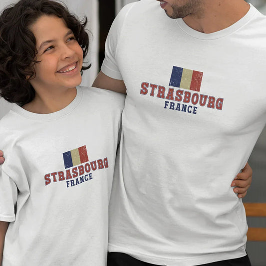 Strasbourg France Dad and Child Organic Cotton T-Shirts family Set (Set of 2)