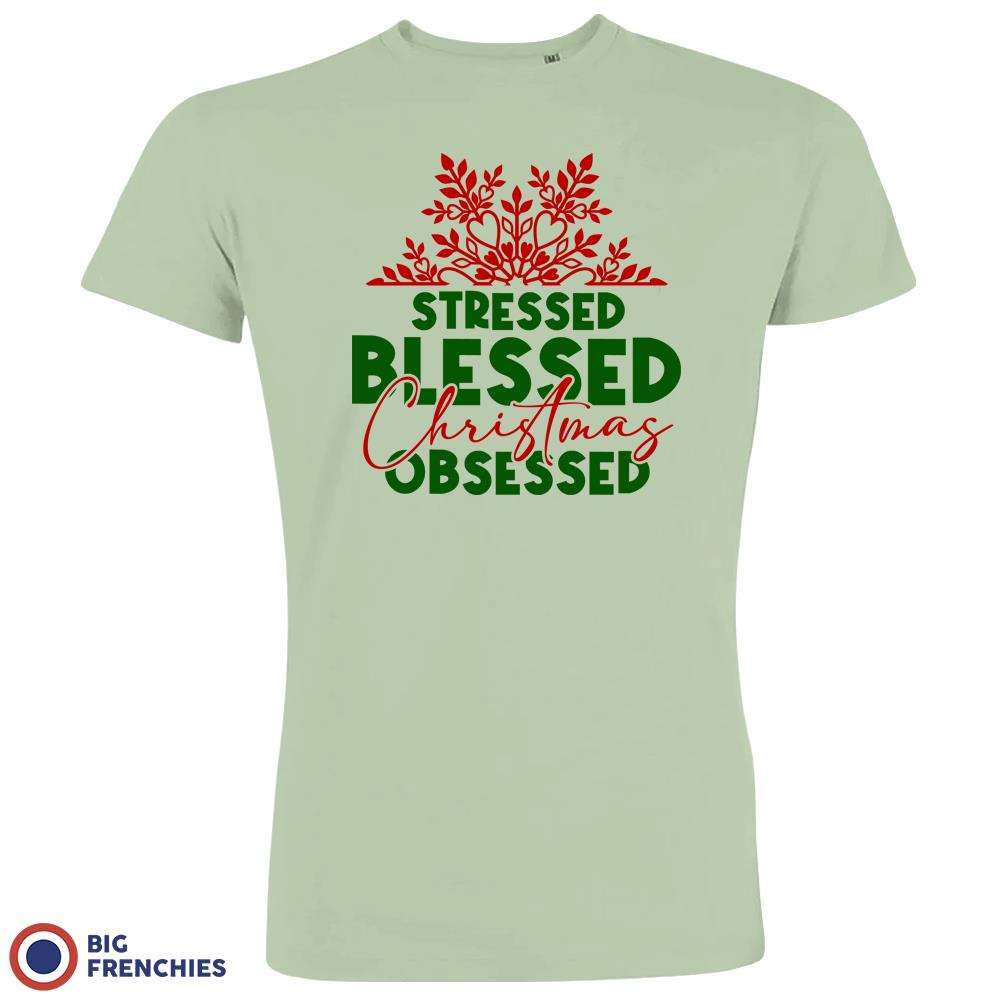 Stressed Blessed Christmas Obsessed Men's Organic Cotton Tee