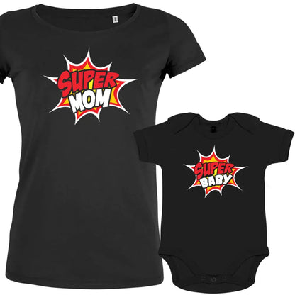 Super Mom Super Baby Mom and Baby Organic Cotton family Set (Set of 2)