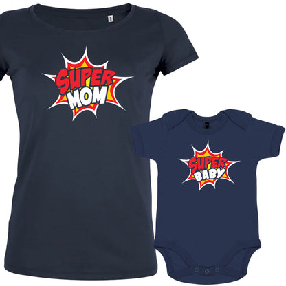 Super Mom Super Baby Mom and Baby Organic Cotton family Set (Set of 2)