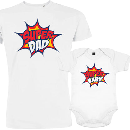 Super Dad and Super Baby Dad and Child Matching Organic Cotton Outfit