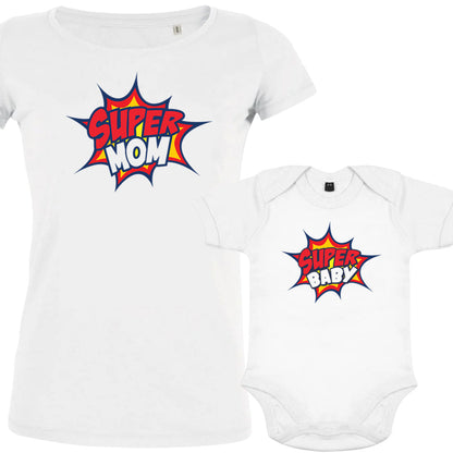 Super Mom Super Baby Mom and Baby Organic Cotton family Set (Set of 2)