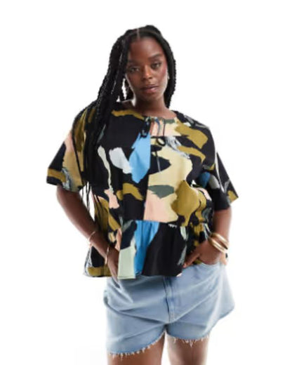 My Life Is Murder S05 Ebony Vagulans Abstract Print Top
