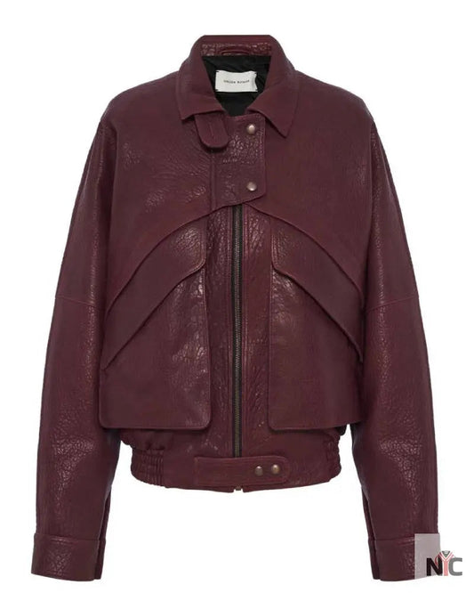 Magda Butrym Vintage Leather Bomber Jacket
