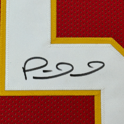 Framed Autographed/Signed Patrick Mahomes 35x39 Kansas City Red Football Jersey JSA COA