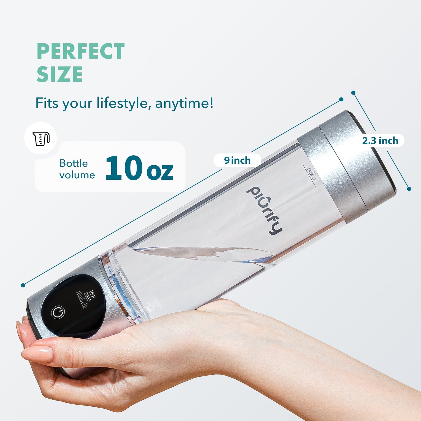 PIURIFY Hydrogenator® Hydrogen Water Bottle - Silver