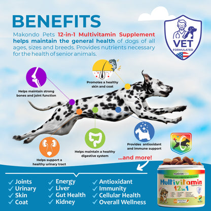 12 in 1 Multivitamin for Dogs - 120 Soft Chews