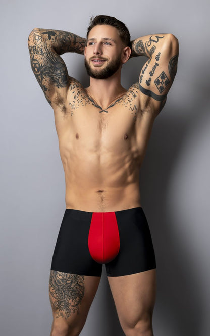 Male Power 154-300 Hot Mesh Pouch Short Color Black-Red