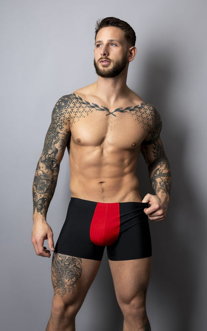 Male Power 154-300 Hot Mesh Pouch Short Color Black-Red