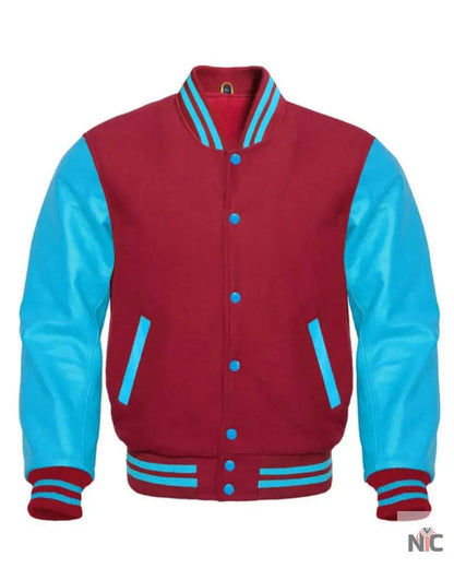 Maroon And Blue Varsity Letterman Jacket
