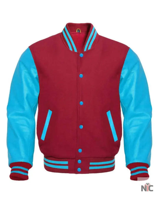 Maroon And Blue Varsity Letterman Jacket