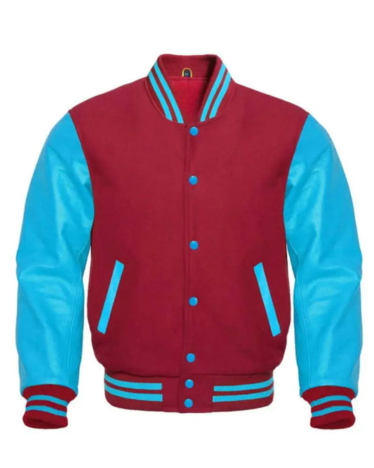 Maroon And Blue Varsity Letterman Jacket