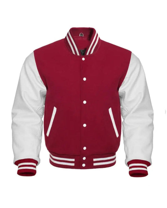 Maroon And White Varsity Letterman Jacket