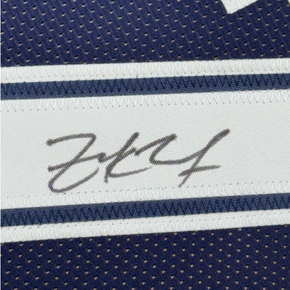 Framed Autographed/Signed Zack Martin 35x39 Dallas Blue Football Jersey Beckett BAS COA
