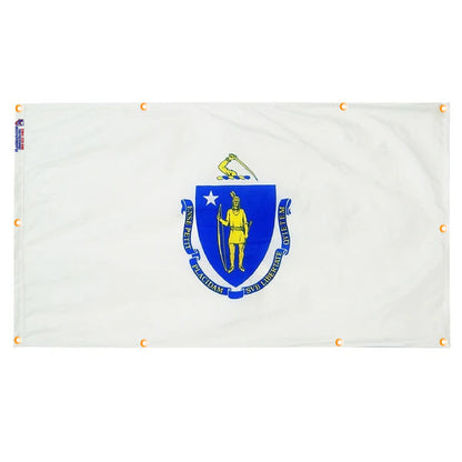 Massachusetts Flag with Grommets Along the Edges for Wall Hanging